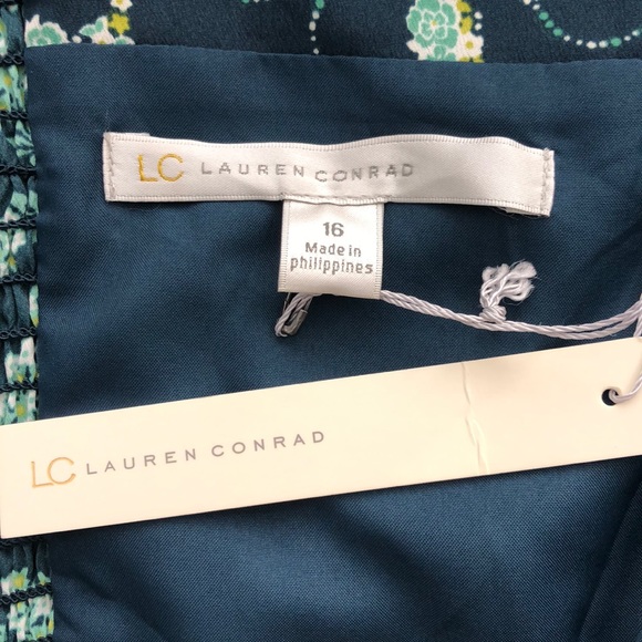 LC Lauren Conrad Blue & Green Floral Print Dress - Picture 5 of 8
